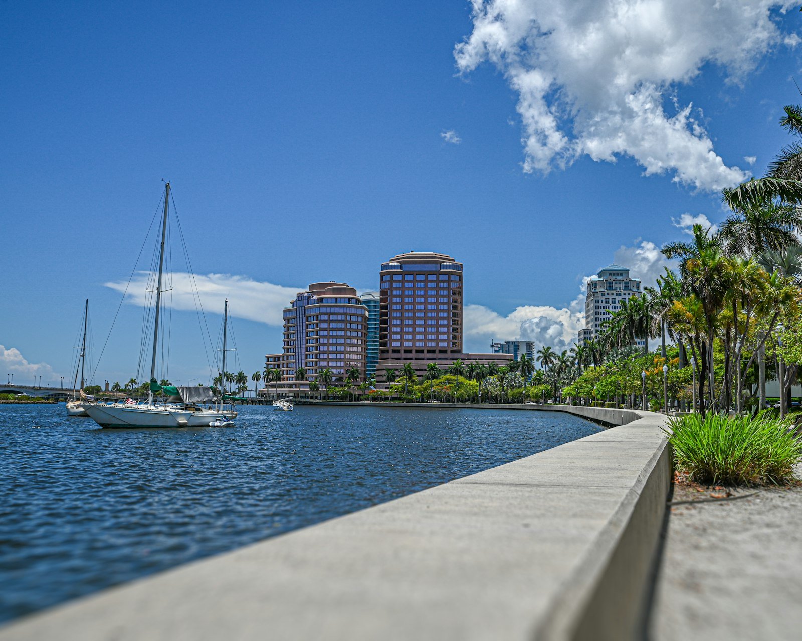 West Palm Beach waterfront with boats and buildings