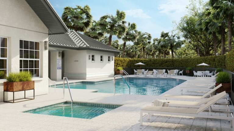 Home with a pool and patio